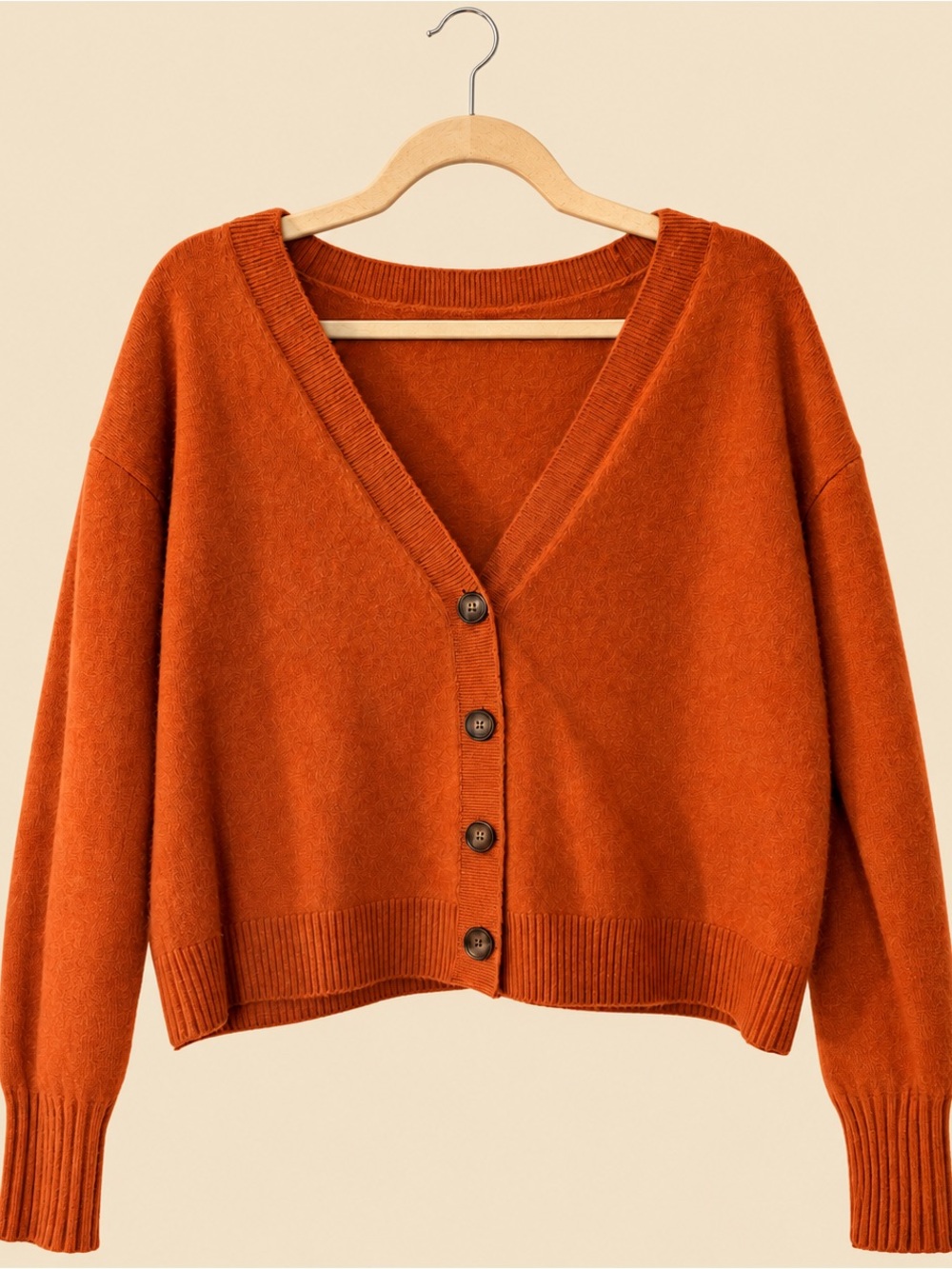 INTERMIX Orange V-Neck Button Cardigan